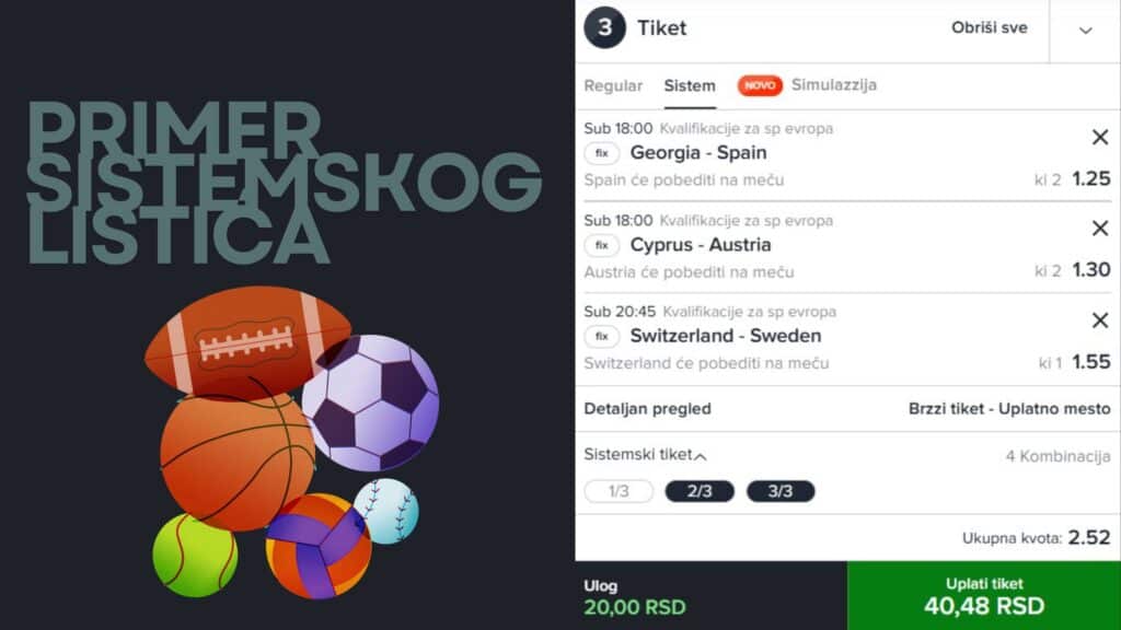 primer sistemskog listića