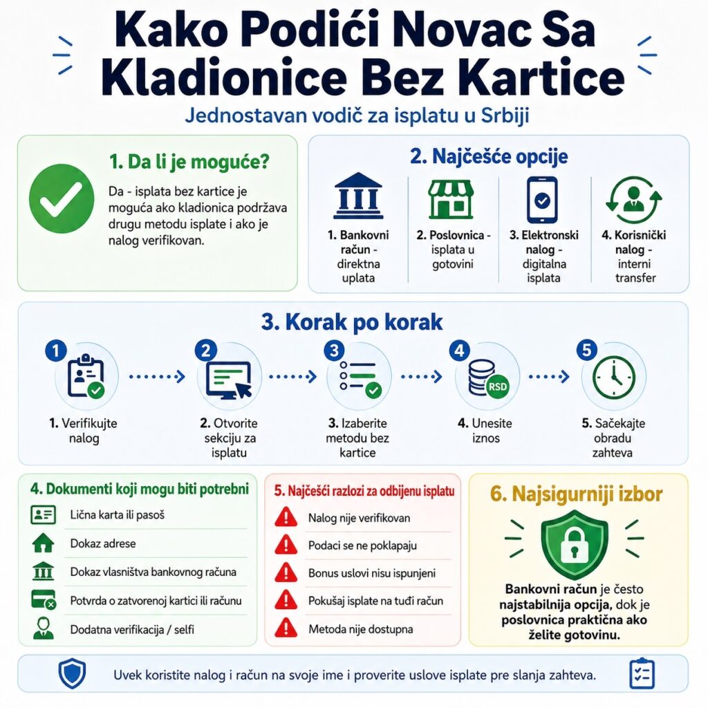 Upute kako podići novac sa kladionice bez kartice